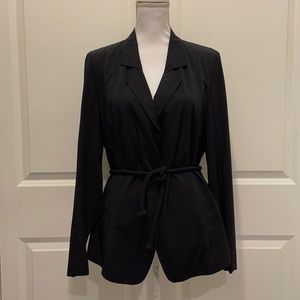 Hovman Black Collared Jacket with Rope Belt